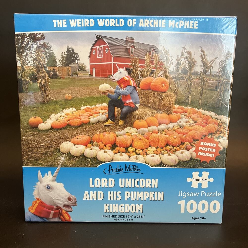 Archie McPhee | Lord Unicorn And His Pumpkin Kingdom | 1000 Piece Puzzle NIB